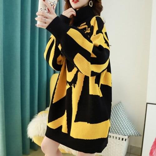 Turtleneck sweater womens mid-length thick autumn and winter 2020 new ins loose Korean sweater coat