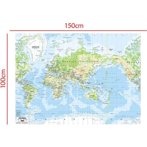 The World Map Mercator Projection 150x100cm Vinyl Spry World Map without National Flag