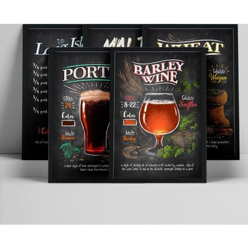 Wheat Beer Porter Barley Wine Long Island Mai Tai Vintage Poster Metal Plates Cafe Kitchen Art Wall Decoration Bar Pub Decor