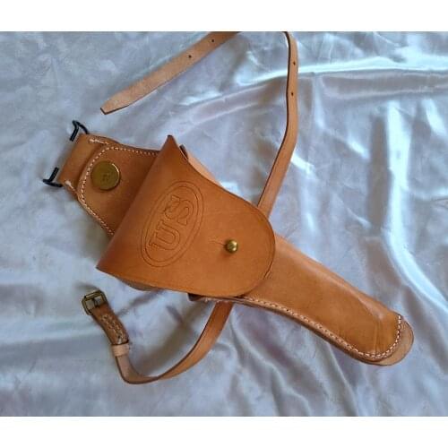 WWII WW2 US COLT 1911 CAVALRY BROWN WITH LEG STRAP LEATHER PISTOL HOLSTER REPRO World Military Store