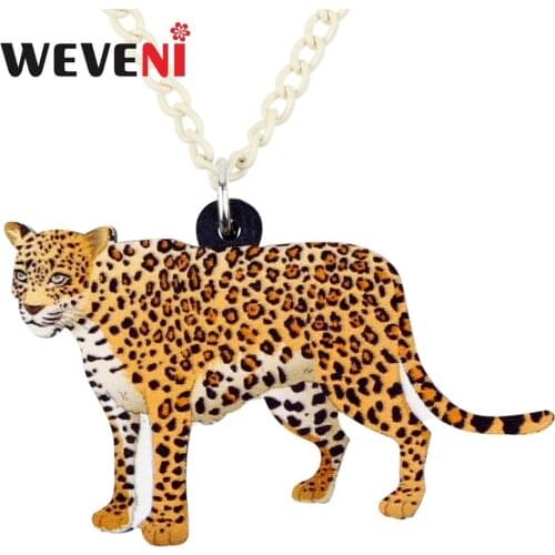 WEVENI Anime Jungle Leopard Panther Necklace Pendant Chain Choker Collar Wild Bijoux Jewelry For Women Girls Female Dropship