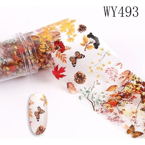 1 Box Fall Leaves Nail Art Stickers Gold Yellow Maple Leaf Water Decals Sliders Foil Autumn Design For Nail Manicure