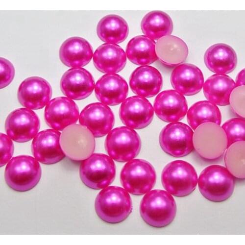 100 Hot Pink Half Pearl Bead 12mm Flat Back Scrapbook Craftaft