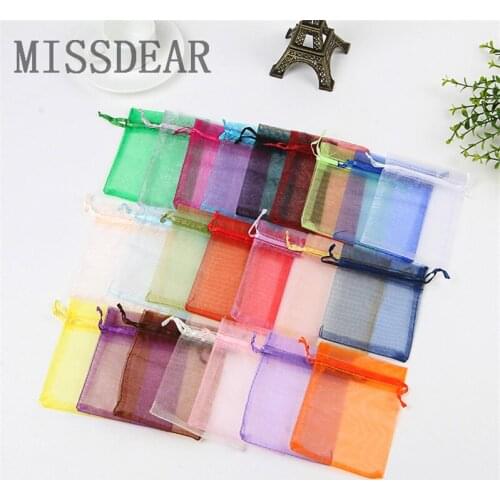 100pcs/lot 17x23cm Organza Bags Drawable Jewelry Display Pouches Wedding Favor Cosmetics Jewelry Packaging Bags Tulle Gift Bag