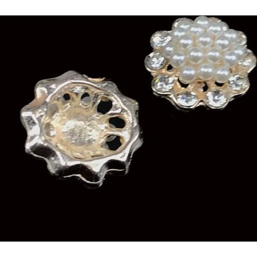 2020New 100Pcs Pearl Round flower rhinestones button for DIY hair accessoriess and jewelry decoration colloar brooch HZ331