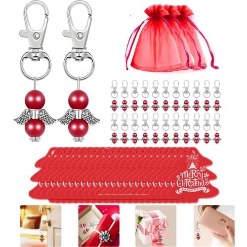 24pcs Cute Keychain Christmas Gifts Angel Wings Christmas Tree Snowman Ornament New Year Gift Accessories Key Chains