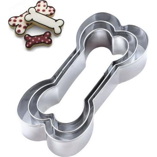3PCS Pet Dog Skeleton Bone Fondant Molds Cookie Biscuits Desserts Cutters Sugar Craft DIY Moulds Mmbossers Cake Decorating Tools