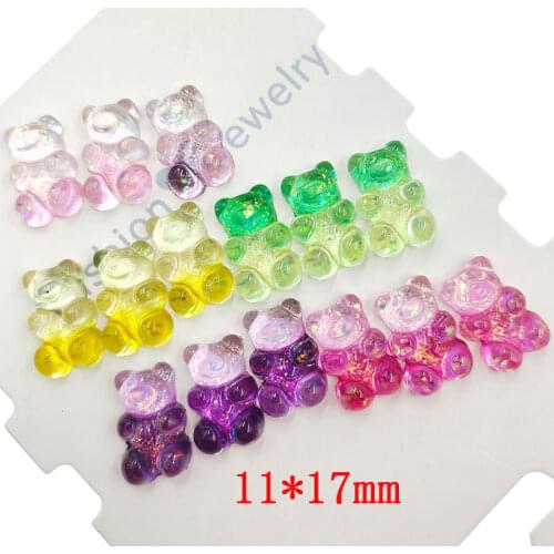30pcs/lot DIY flat back resin glitter bear resin cabochons accessories for kids hair clothes brooch jewelry accessories