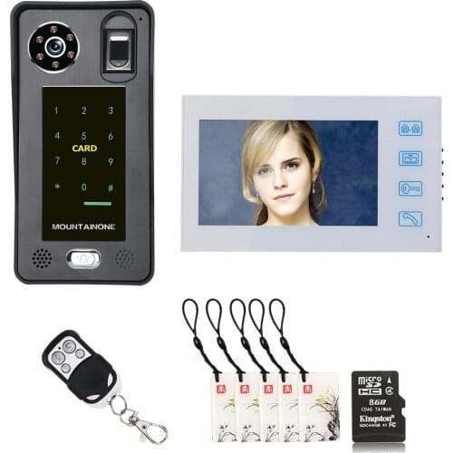 7 inch Recording Fingerprint IC Card Video Door Telephone Intercom Doorbell Access Control Access System Night Vision