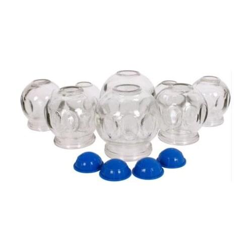 8Pcs Beauty Health Massage Glass Cupping Body Fire Cup Therapy Helper Anti Cellulite +4pcs Vacuum Silicone Cupping Sucker guasha