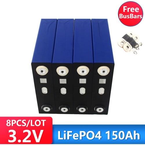 8PCS A GRADE 3.2V 150AH LIFEPO4 LITHIUM BATTERY 24V BATTERY INVERTER VEHICLE RV 3.2V LITHIUM IRON PHOSPHATE BATTERY