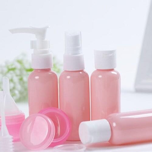 9Pcs/Set Portable Travel Bottles Set Of Cosmetic Bottles Plastic Pressing Vaporizer Makeup Tools For Travel Bottles