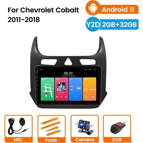 9inch 2G+32G Android 11 2 Din Car Radio WIFI Logger GPS Bluetooth Multimedia For Chevrolet COBALT 2011-2018 rear view camera DVR