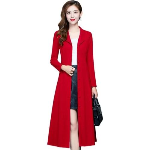 [Without lining] womens windbreaker mid-length spring and autumn new style slim waist coat and long coat women