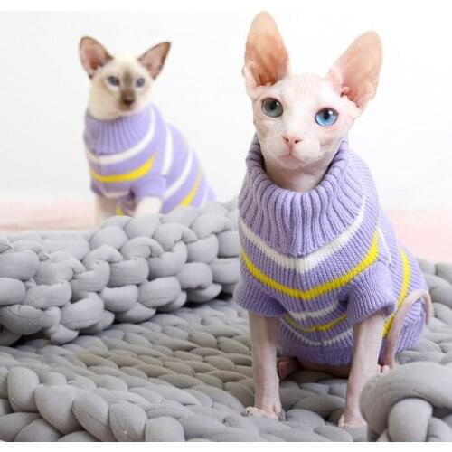 Hairless Cat Sweater Warm Comfortable Cat Clothes in Autumn and Winter Pet Handmade Sweater