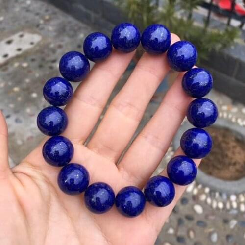 14.5mm Certificate Natural Lapis Lazuli Royal Blue Gemstone Women Men Bracelet Round Beads Fashion Jewelry AAAAAA