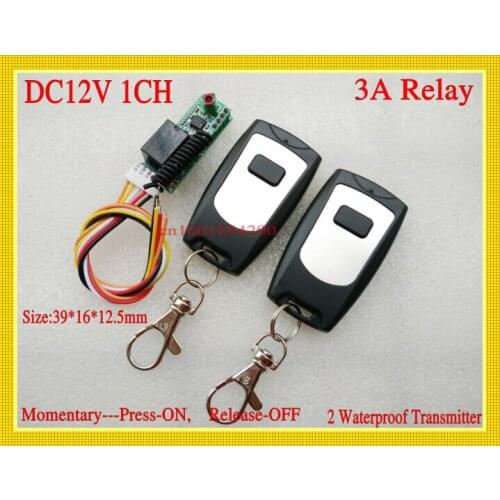 Electric Control Lock Small Remote Control Switch 12V 1CH Relay Access/Door Control System Button Mini Remote Switch Momentary