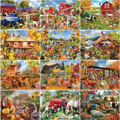 EverShine DIY Diamond Painting Farm Cross Stitch Diamond Embroidery Animals Picture Rhienstones Handmade Hobby Gift Home Decor