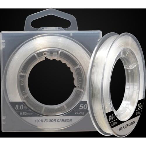 Fishing Line 50m 0.14-0.6mm 2.5-28.5kg 100% Fluorocarbon line Fishing Thread Leash Cord Snood