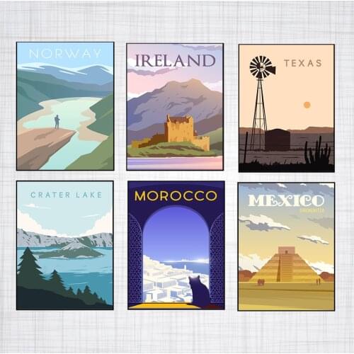 City Landscape Painting Art Poster Nordic Abstract Pictures for Living Room Norway Texas Wall Decor Prints Frameless