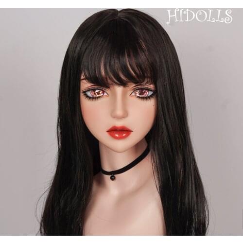 HIDOLLS 27) Custom Female Girl Silica Resin Half Head Cosplay Anime Role Play BJD Kigurumi Masks Crossdresser Doll Mask