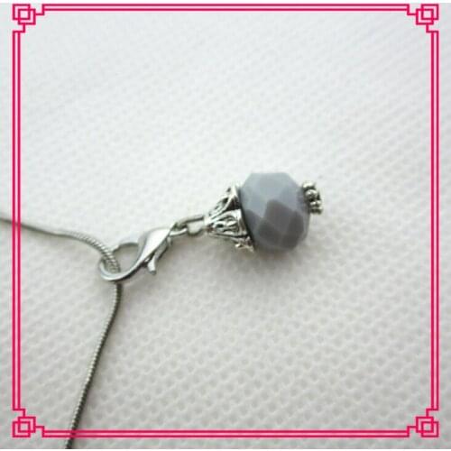 Hot selling 20pcs/lot gray crystal stone dangle charms hanging lobster clasp charms diy jewelry accessory