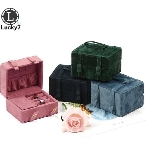 Exquisite Portable Flannel Square Car Line Portable Box Pendant Ring Necklace Jewelry Storage Flannel Storage Box