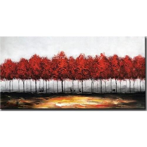 Mintura Paintings for Living Room Wall Rows of Red Trees Art Canvas Painting Home Decoration Picture Acrylic Canvas No Framed
