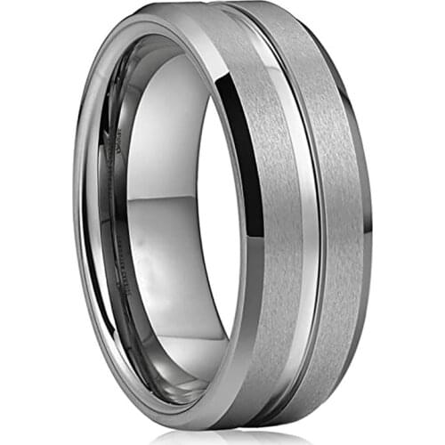 LETAPI New Fashion Cool Male Punk Vintage Silver Stainless Steel Frosted Grooves Ring for Men Jewelry Gifts Never Fade