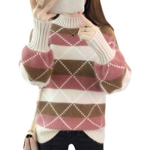 M-XXL Large Size Spring Winter Knitted Pullover Ladies Candy Color Sweet Cute Sweater Ladies Red Blue Long Knit Tops Feminina