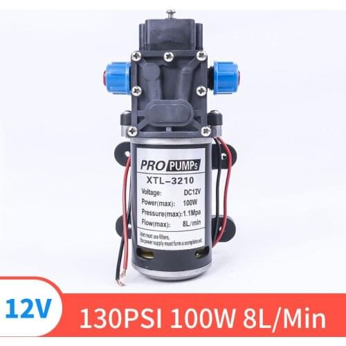 DC 12V 24V 130PIS 100W 8L / Min High Quality Small Safety High Pressure Miniature Diaphragm Self-priming Pump For Liquid Filling