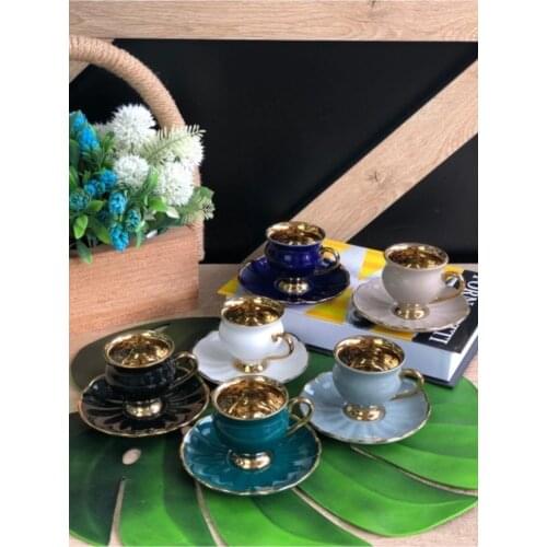 Acar 10691 Moipheus Porcelain Coffee Cup Kit Mixed 6 person 12 piece cup tea handmade bowl beautiful mugs turkish tea set vintage Saucer creative Latte Cup teaware free shipping products service coffee Weights undefine