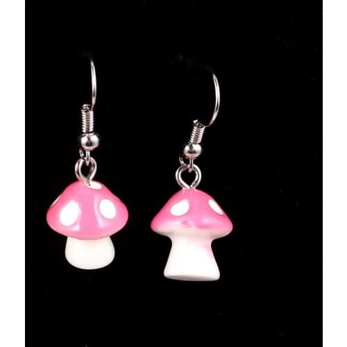 Handmade Chic Colorful Mushroom Shape Dangle Drop Earrings Set Sweet Fresh Charm Mushroom Pendant Earrings for Girls Jewelry