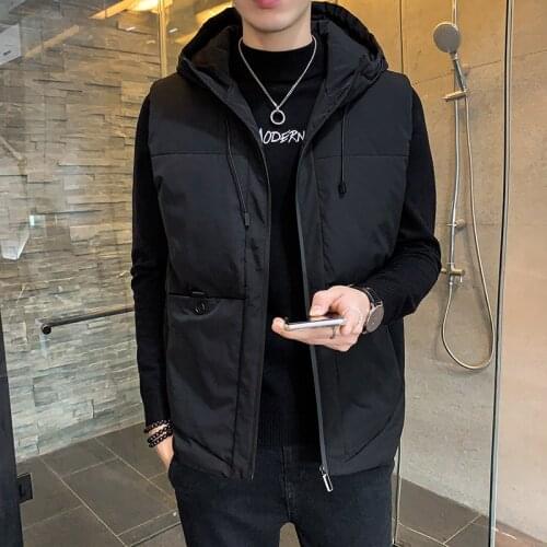 2020 New Mens Vest Autumn And Winter Hooded Casual Sports Thickened Warm Vest Trend Hot Style 8611