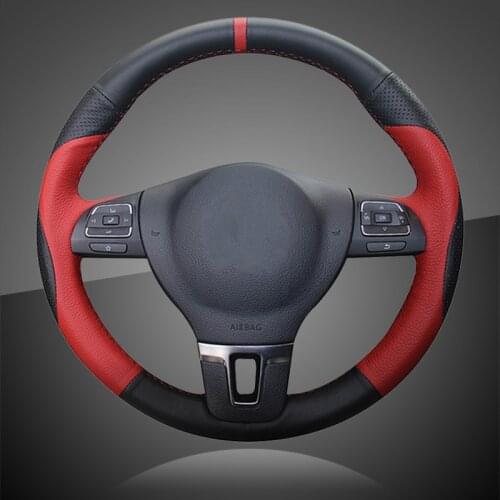 Car Braid On The Steering Wheel Cover for Volkswagen VW Gol Tiguan Passat B7 Passat CC Touran Jetta Mk6 with Original Leather