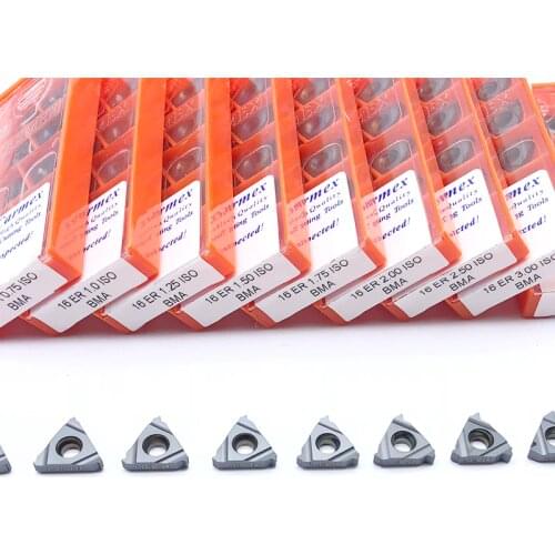 10pcs 16ER 1.5 ISO BMA 0.75 1.25 2.0 3.0ISO Carbide Inserts Thread Cutting External Turning Tool CNC Cutter Blade SER Turret