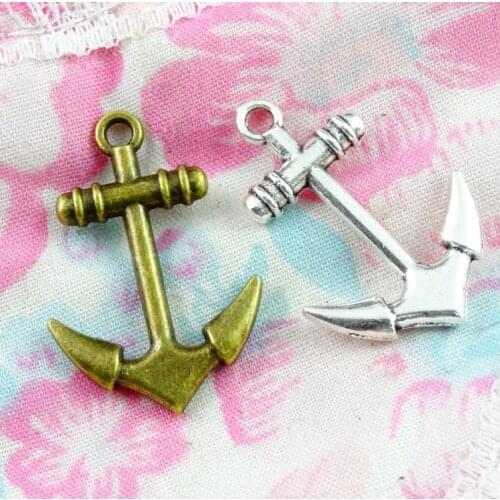 40pcs 29x20mm 2 Colors Antique Silver Plated Antique Bronze Plated Pendant Anchor Metal Pendants Anchor Charm Anchor