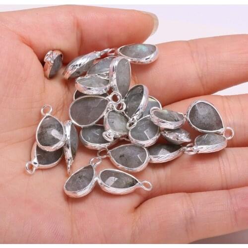 Natural Stone Pendant Water Drop Shaped Flash Labradorites Faceted Pendant Necklace For DIY Jewelry Birthday Gift Size 10x14mm