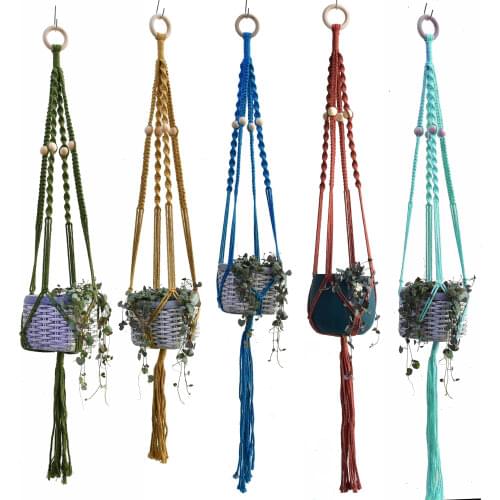 New arrival handmade macrame plant holder pot holder pot tray plant hanging for garden indoor colorful macrame plant hanger