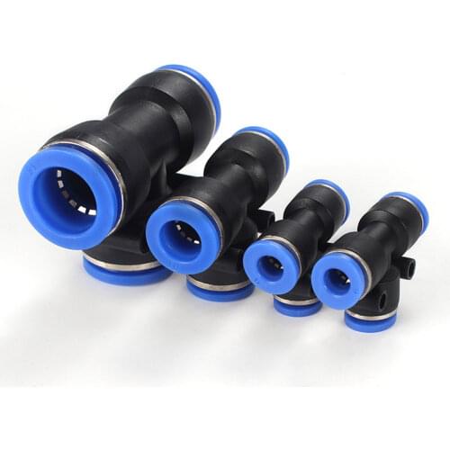 Press-Fit 4/6/8/10/12/14/16mm OD PU Tube Equal/Reducer Tee 3 Ways Pneumatic Push In Connector Quick Release Air Fitting