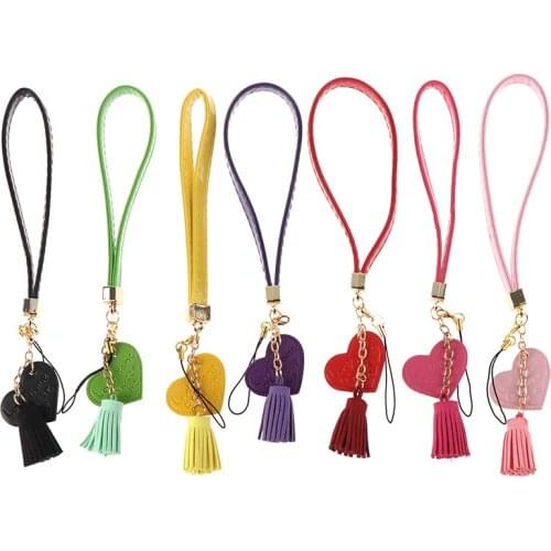 Love Heart Tassel Hand Wrist Lanyard Strap String For Phones For IPhone 7 8 X 6 For Xiaomi Camera USB Flash Drives Keychains