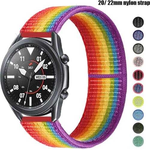 20/22mm Band For samsung watch 3 45mm 41mm gear s3 frontier active 2 46mm 42mm Nylon loop sport bracelet huawei watch gt 2 strap