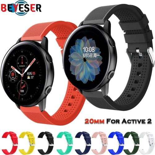 20mm Silicone Watch Band for Samsung Galaxy Watch 42mm Active2 40/44mm Soft Sport Watch Strap for Samsung S2 Classic Replacement
