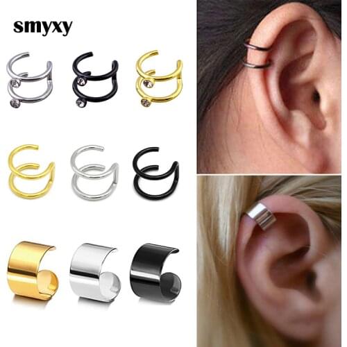1 Piece Punk Man/Women Stainless Steel Ear Clip Fake Earring Cuff Wrap Earrings No piercing-Clip On Cartilage Wrap Jewelry