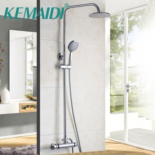 KEMAID Bathroom Faucet Thermostatic Faucets Chrome Polished Shower Set Hot&Cold Mixers Taps Wall Mounted Rainfall Shower Faucets