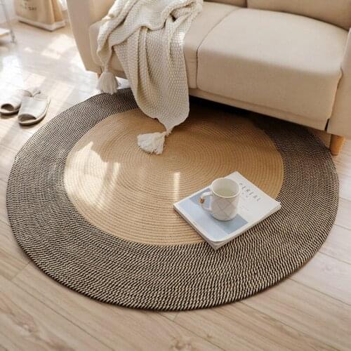 Japanese-Style Vintage Weave Floor Mat Simple Tea Table Cloth Bedroom Bedside Blanket Living Room Sofa Floor Mat