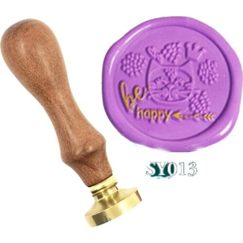 Be happy Cat blessing words wax seal copper brass stamp wood handle,retro Scrapbooking copper head,Vintage spoon high quality