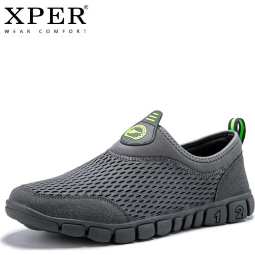 XPER Brand Fashion Casual Shoes Men Loafers Soft Mesh Breathable Slip-On Footwear Male Sneaker Outdoor Shoes Comfort Walk #XP039