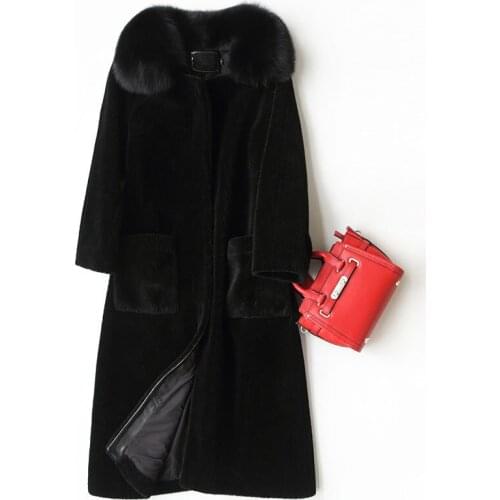 High Imitation Wool Coat Female Thick Warm Black Coats Womens Winter Faux Fur Coat Lady Elegant Casual Outerwear WXF076