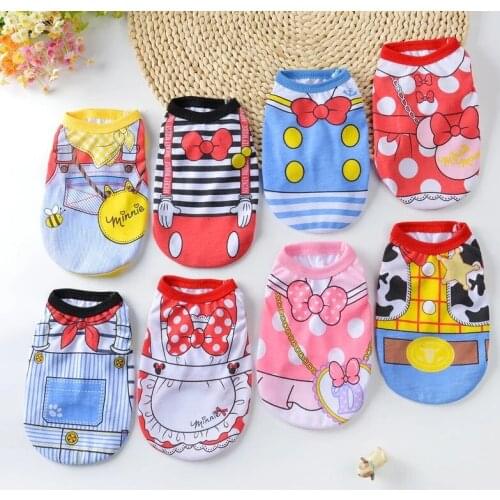 Cartoon Puppy Dog Vest Shirt Summer Pet Clothes for Small Dogs Chihuahua Teddy Maltese Shirts Dogs Pets Clothing Cat Dog Outfit